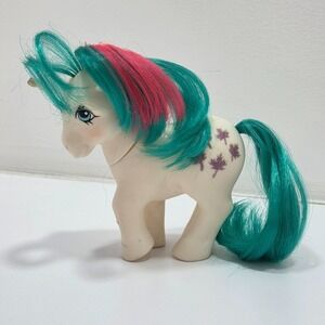 Vintage Hasbro My Little Pony Gusty G1 Unicorn Maple Leaves White 1984